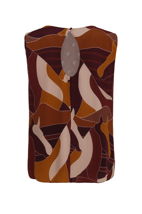 Silvia Crepe Chine Blouse / Purple Horses